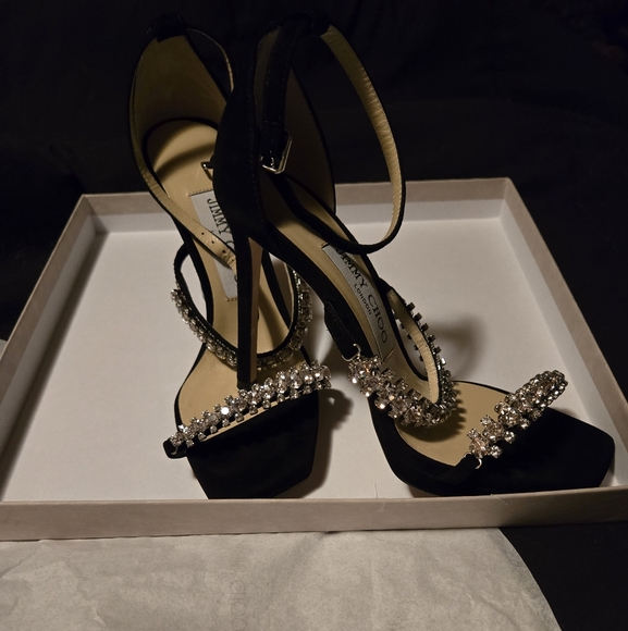 Jimmy Choo Black Heels with Crystal Accents - Picture 2 of 5